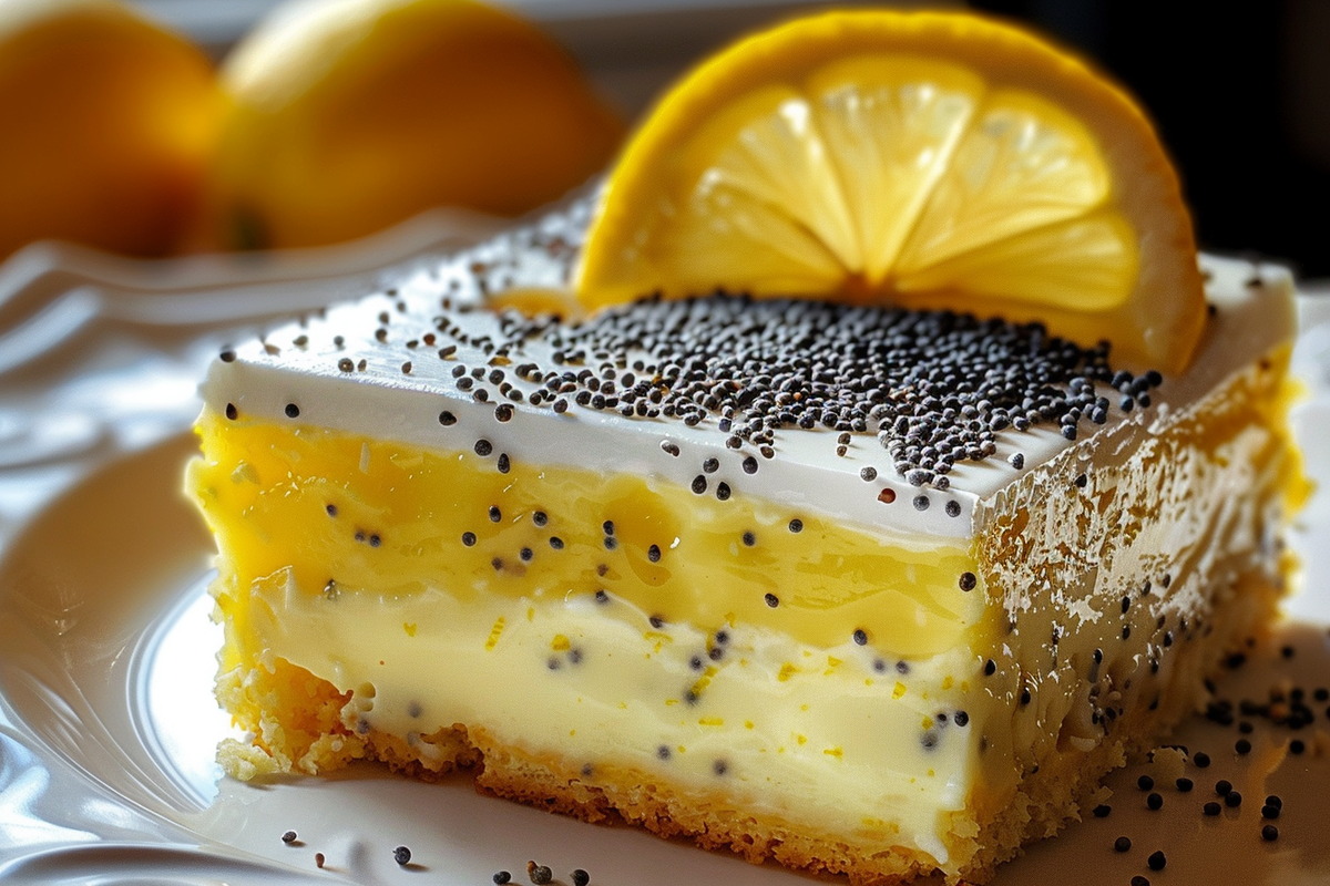 Homemade Lemon Poppy Seed Pudding Cake