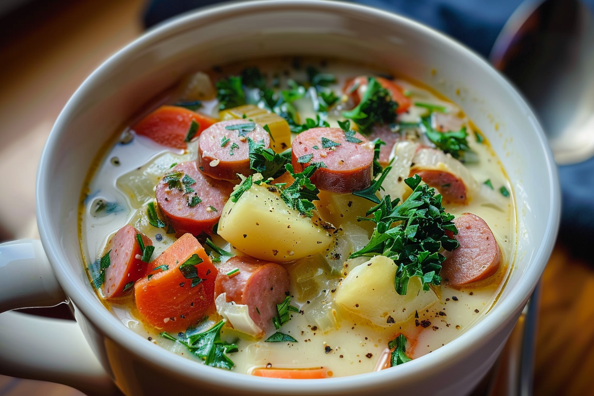 Creamy Kielbasa & Veggie Soup