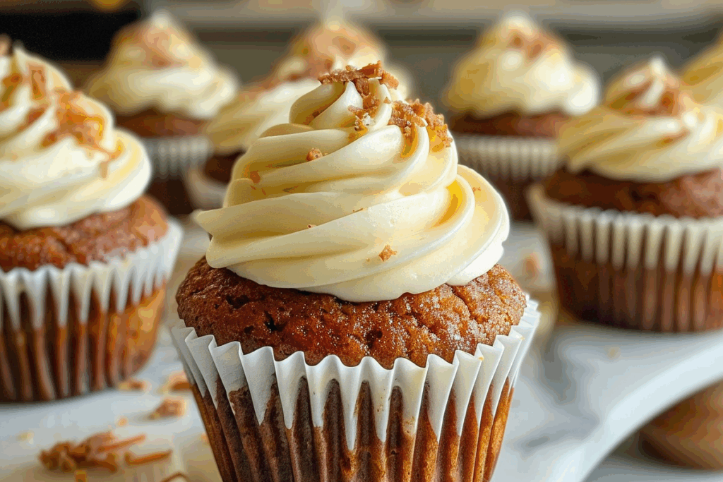 Spiced Carrot Cake Cupcakes with Cream Cheese Frosting