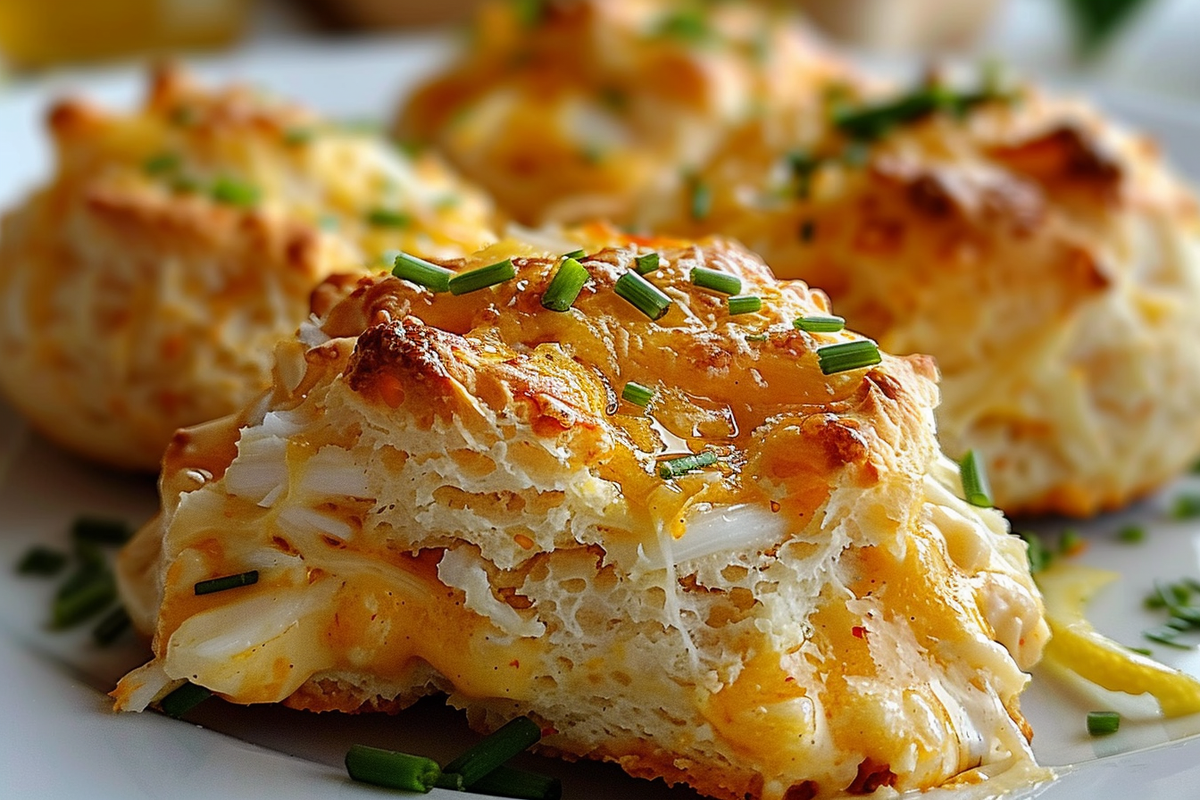 Crab Stuffed Cheddar Bay Biscuits with Lemon Butter