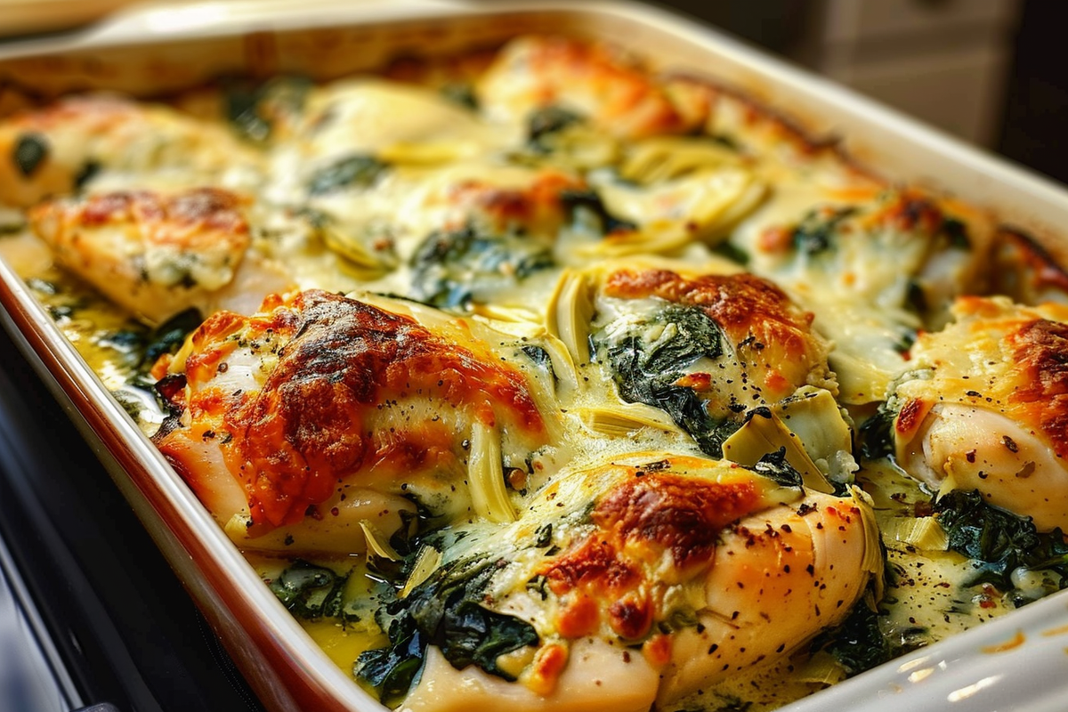Spinach Artichoke Chicken Bake