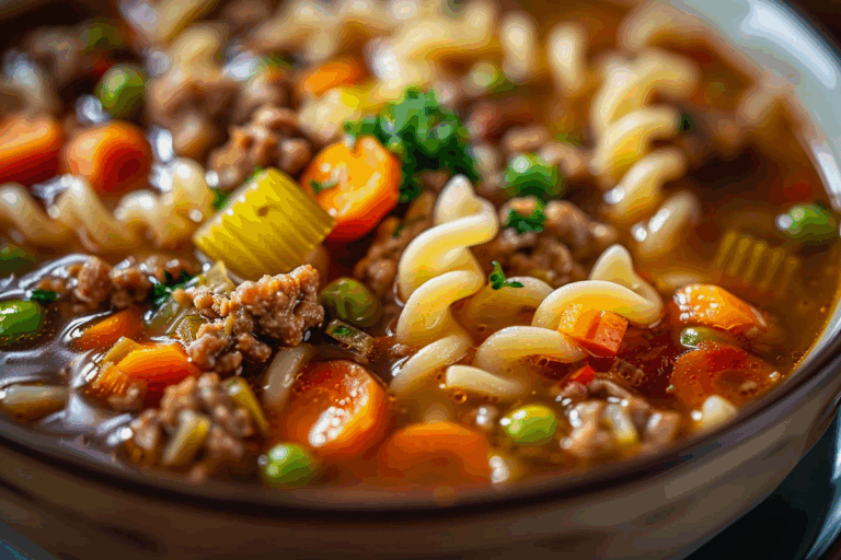 Homestyle Hamburger Noodle Soup
