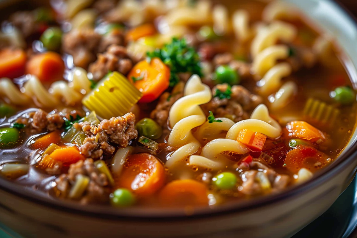 Homestyle Hamburger Noodle Soup