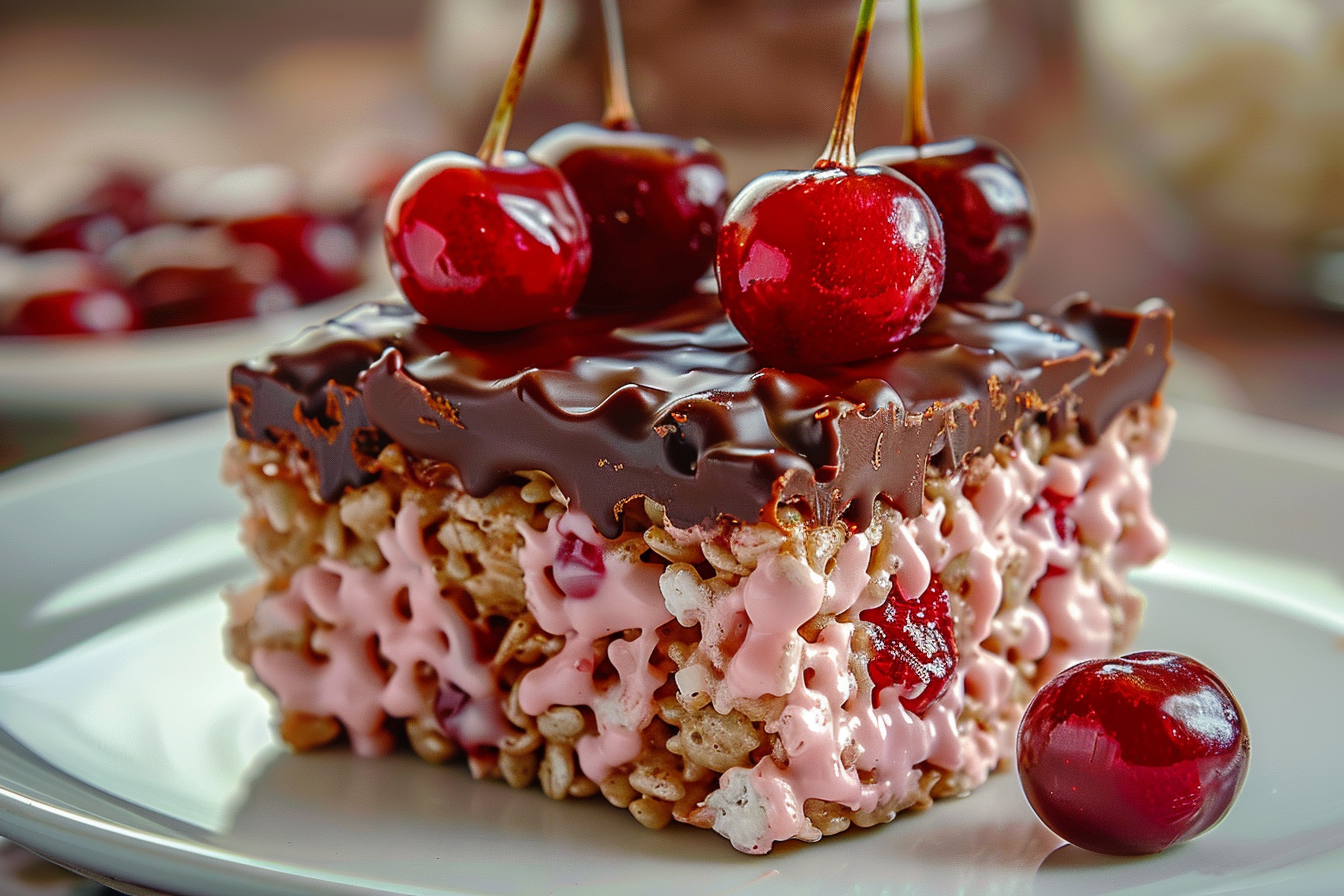 Chocolate Covered Cherry Rice Krispies Treats