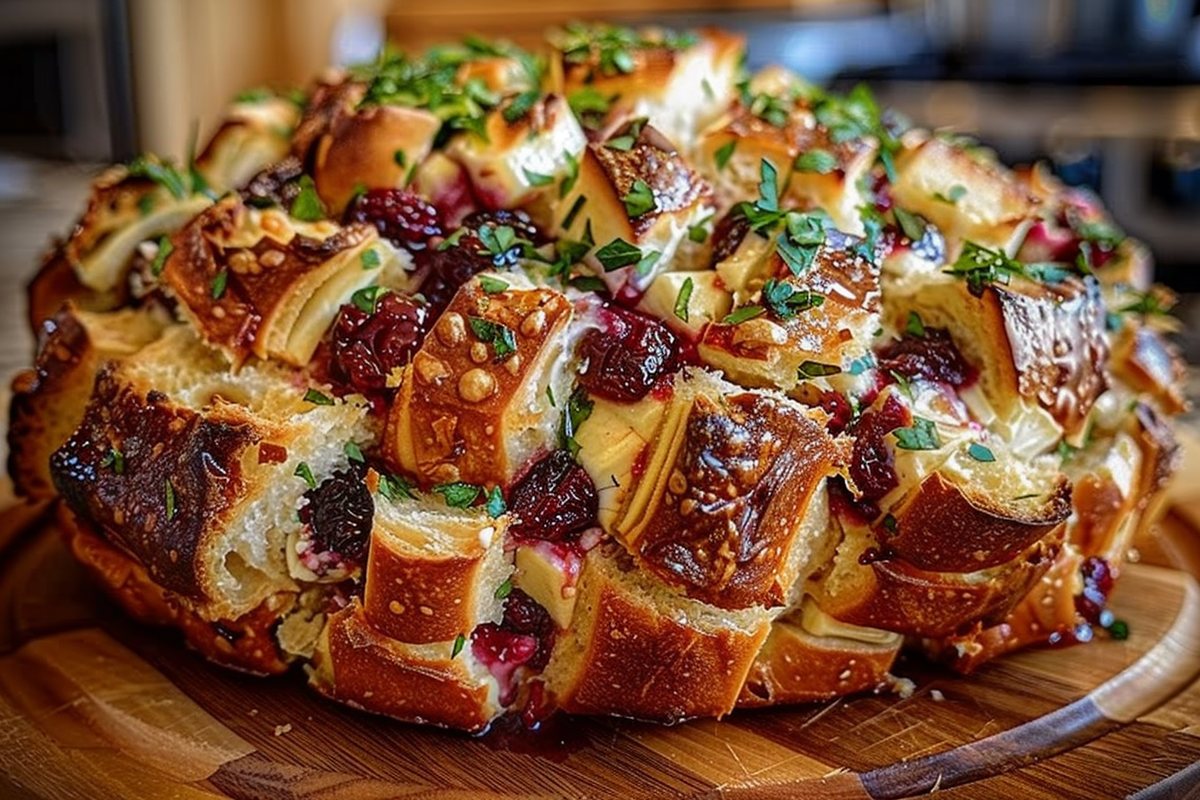 Cranberry Brie Sourdough Pull-Apart Bread