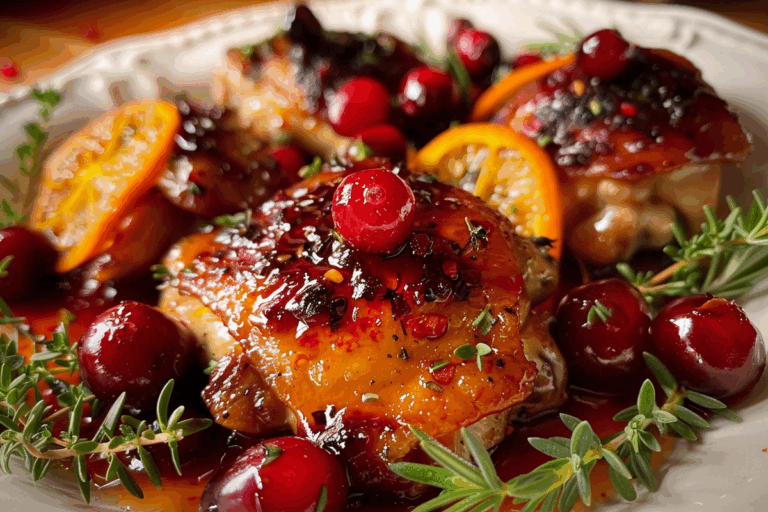 Cranberry and Orange Glazed Chicken Thighs