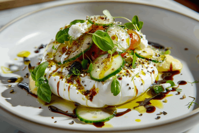 Crispy Smashed Potatoes with Spiced Chili Oil and Feta Cloud
