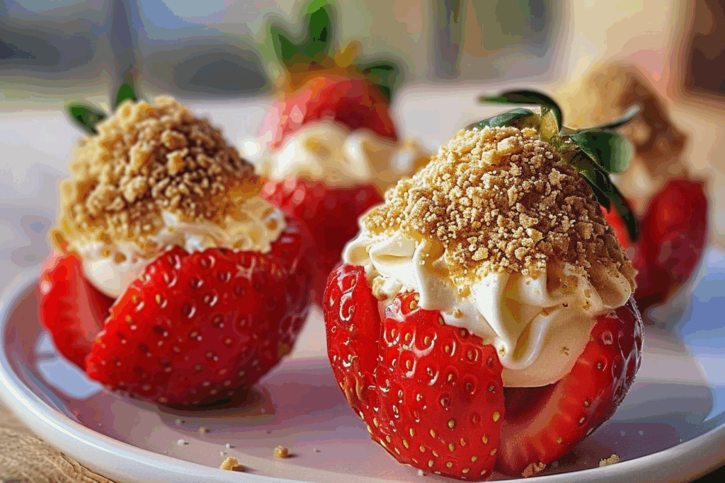 Cookie Butter Cheesecake Stuffed Strawberries