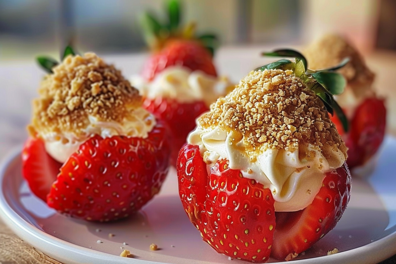 Cookie Butter Cheesecake Stuffed Strawberries