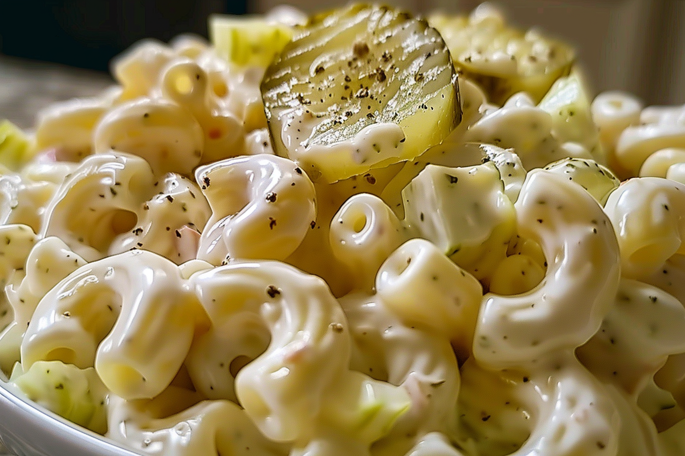 Classic Dill Pickle Macaroni Salad