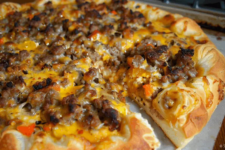 Sausage Gravy Crescent Roll Breakfast Pizza