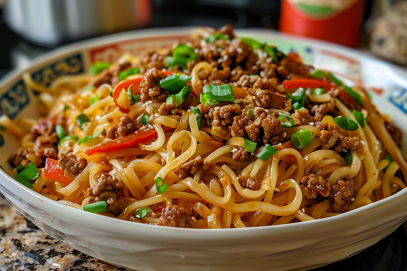 Mongolian Ground Beef Noodles