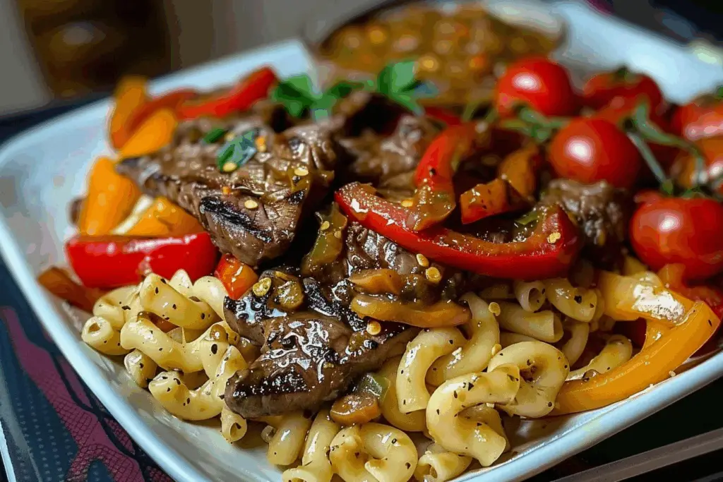 Classic Pepper Steak with Pasta
