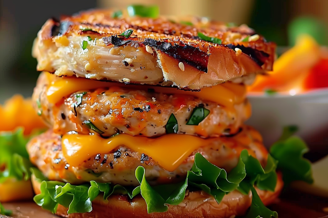 Cheddar Ranch Chicken Burgers