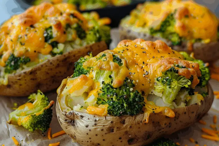 Broccoli and Cheddar Stuffed Baked Potatoes