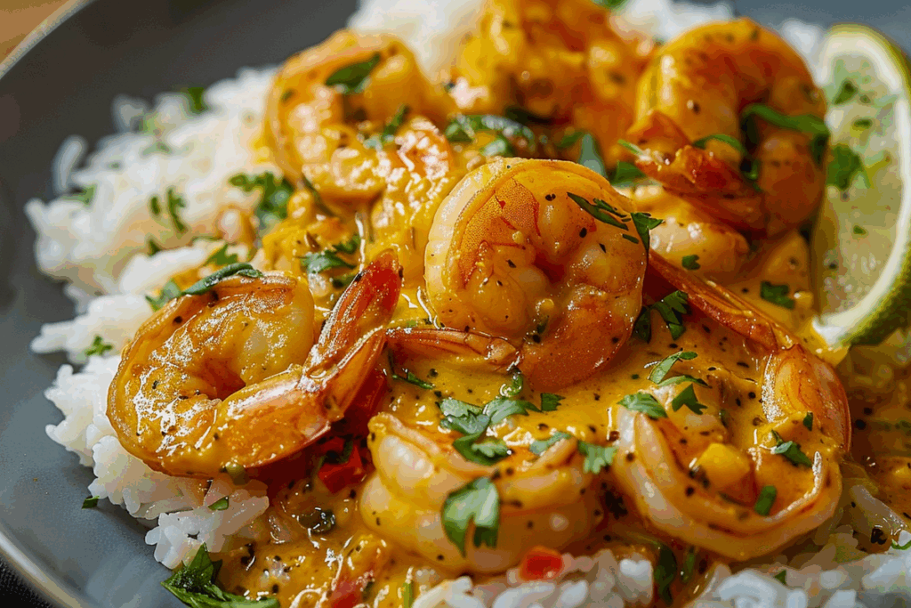 Coconut Curry Shrimp with Fluffy Rice