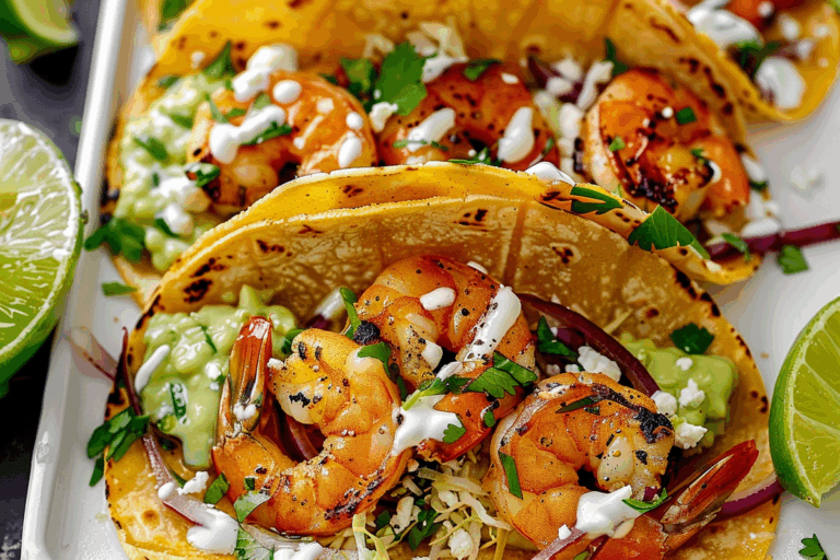 Shrimp Tacos with Creamy Cilantro-Lime Sauce