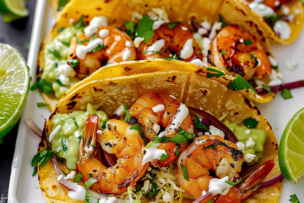 Shrimp Tacos with Creamy Cilantro-Lime Sauce