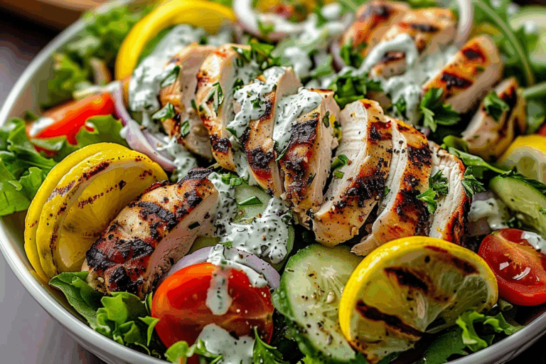 Zesty Lemon-Herb Grilled Chicken Salad with Creamy Yogurt Dressing