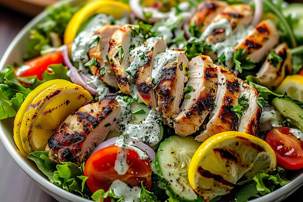 Zesty Lemon-Herb Grilled Chicken Salad with Creamy Yogurt Dressing