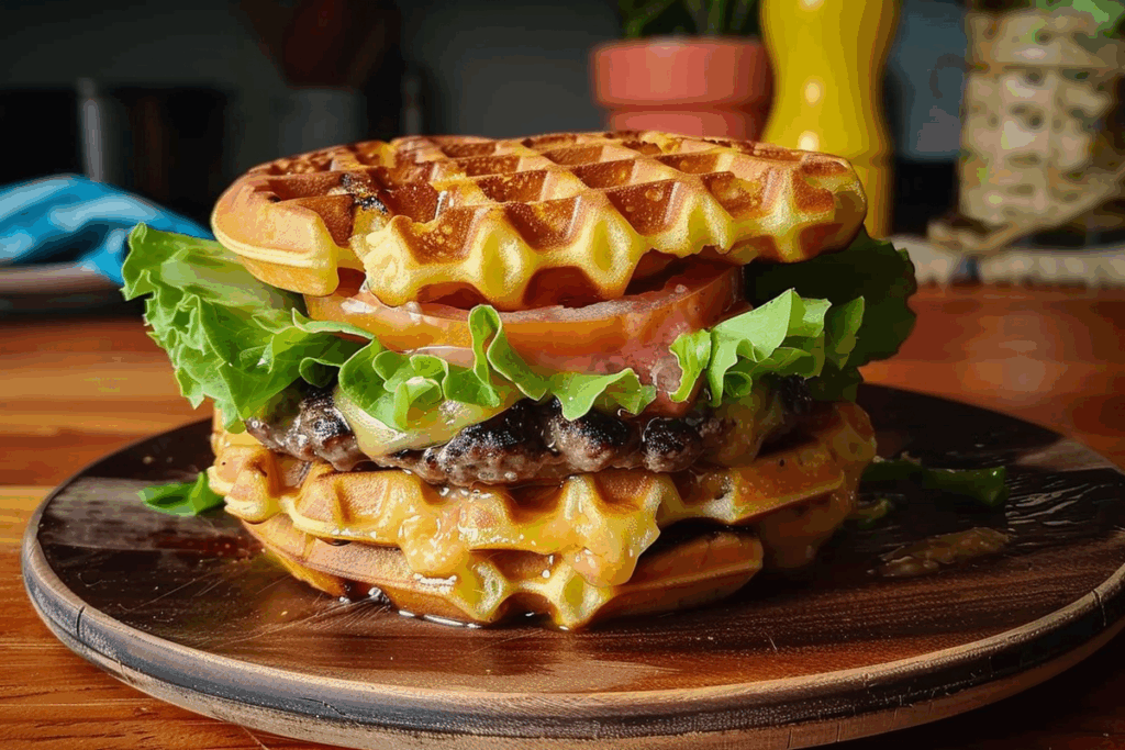 Keto Chaffle Cheeseburger