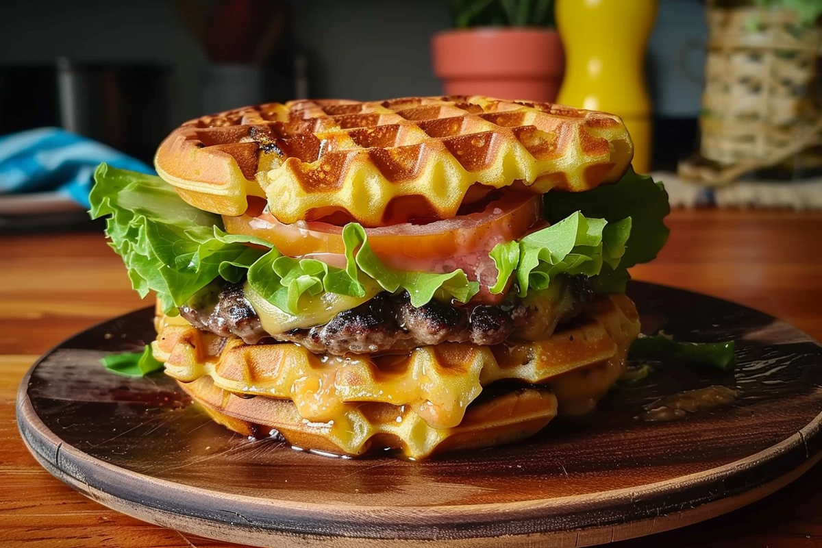 Keto Chaffle Cheeseburger