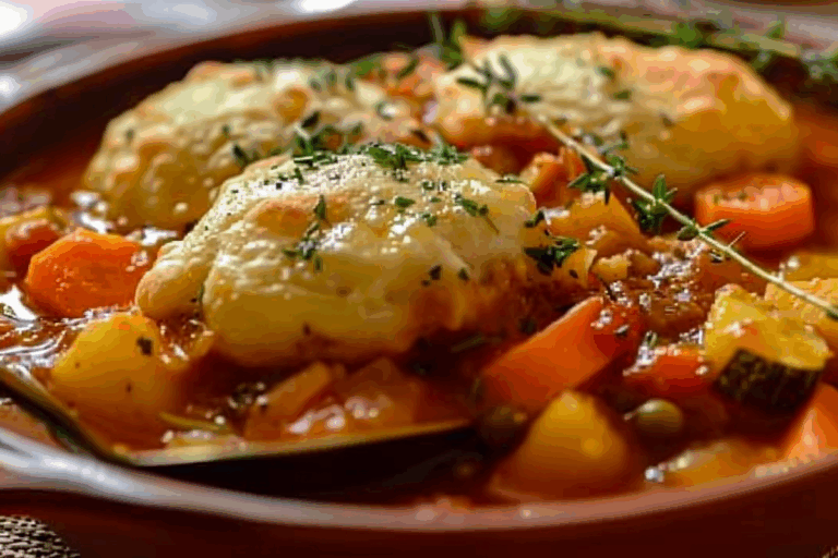 Vegetable Stew with Cheesy Dumplings