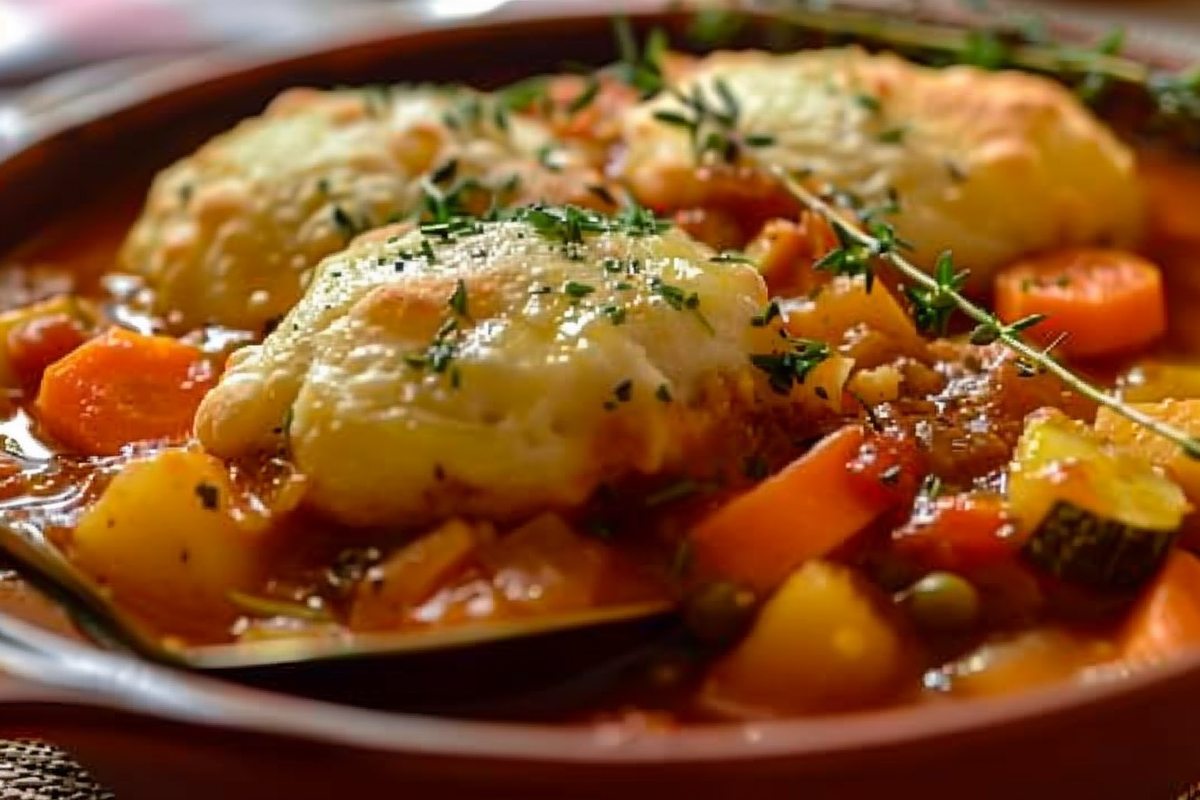 Vegetable Stew with Cheesy Dumplings