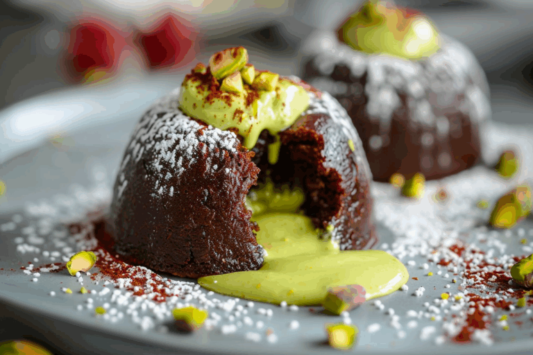 Hidden Heart Lava Cakes with Pistachio Cream Core