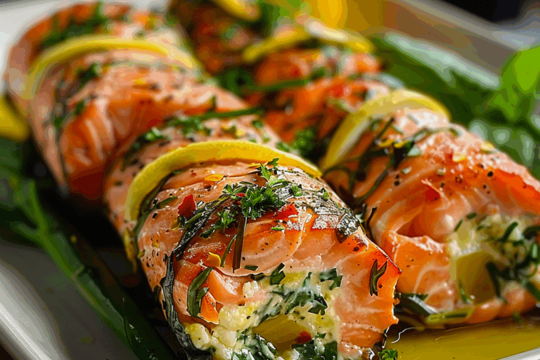 Herbed Cheese-Stuffed Salmon Rolls