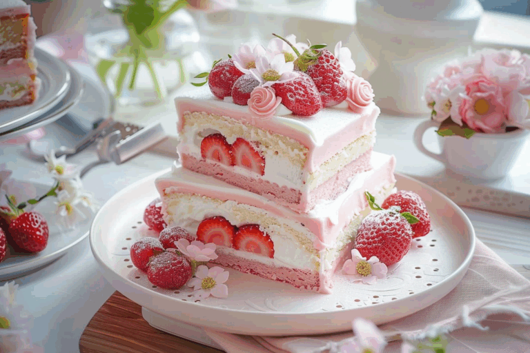 Sakura Strawberry Cream Layer Cake