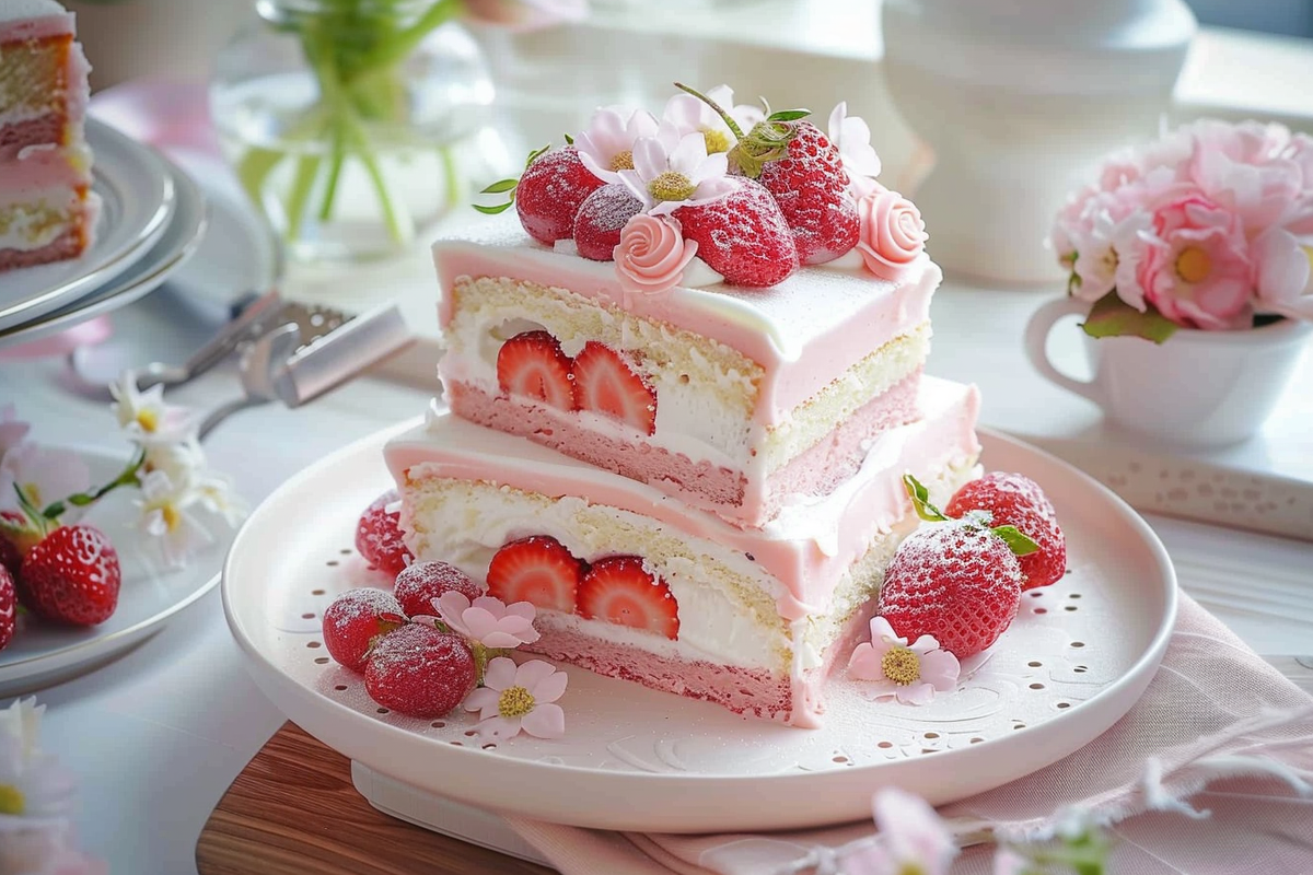 Sakura Strawberry Cream Layer Cake