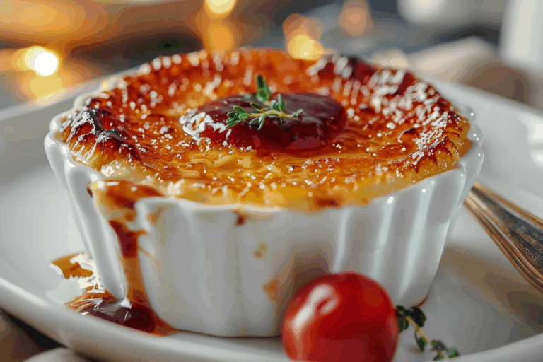 Savory Parmesan Crème Brûlée with Balsamic Tomato Jam