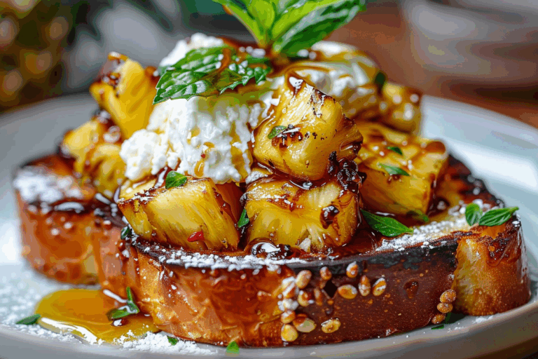 Swicy Caramelized Pineapple & Burrata Brioche Toast