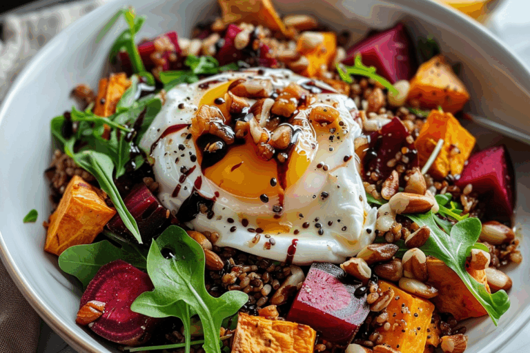 Sweet Potato Beet & Burrata Grain Bowl