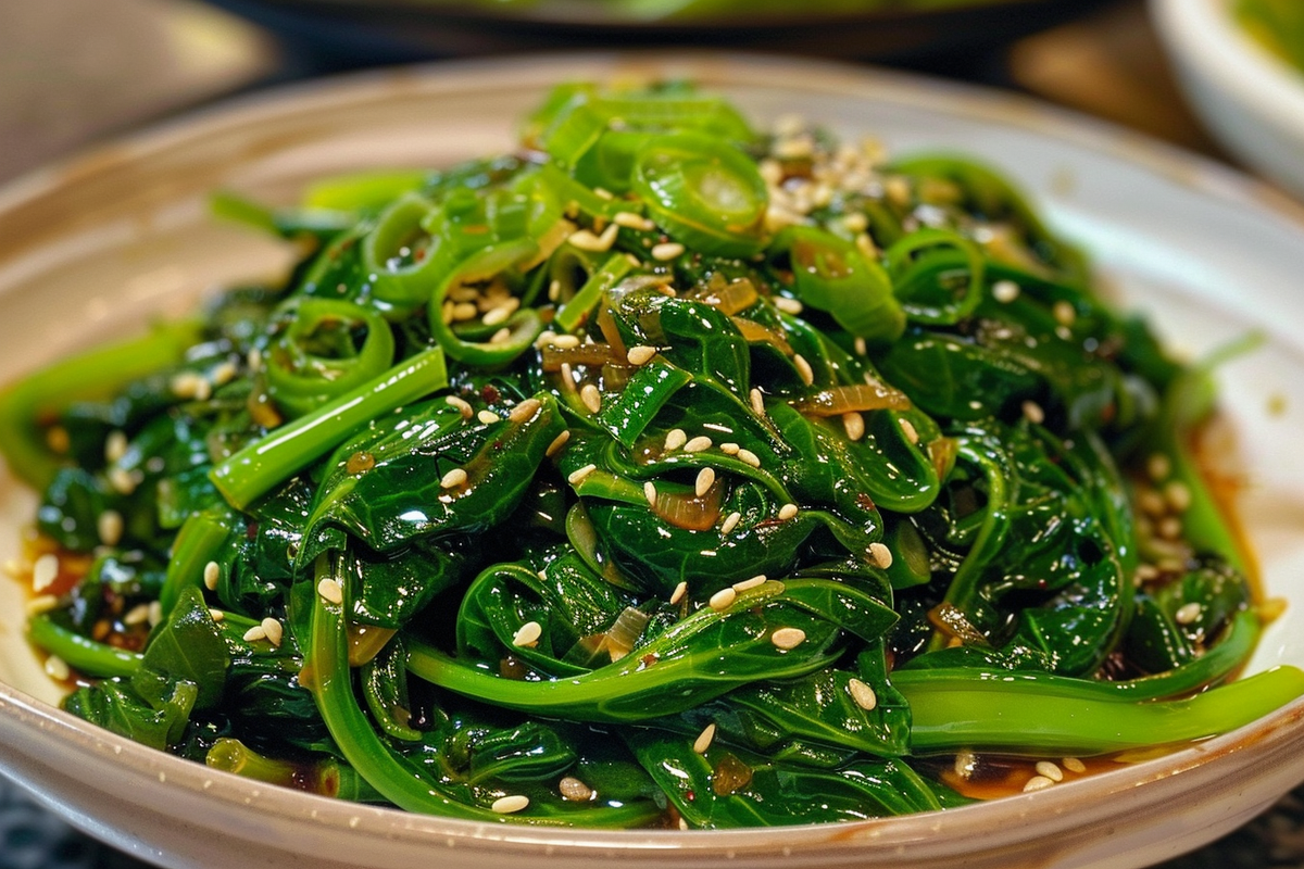 Soy Ginger Baby Spinach with Scallions