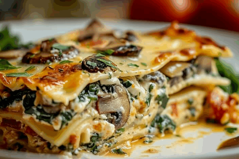 Chicken Mushroom and Spinach Lasagna