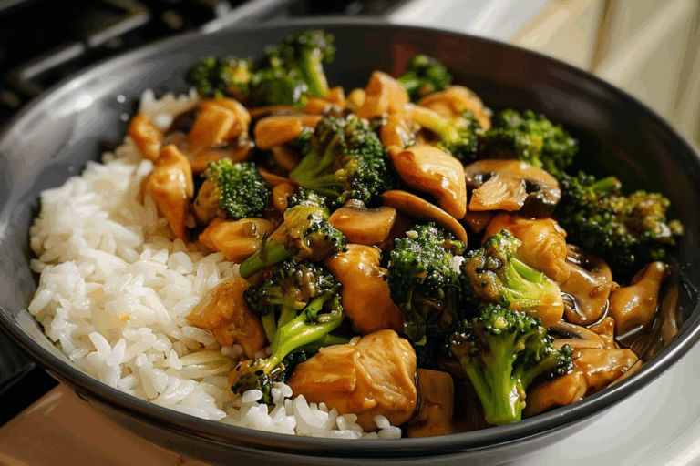 Ultimate Chicken, Broccoli & Mushroom Stir-Fry with Steamed Rice