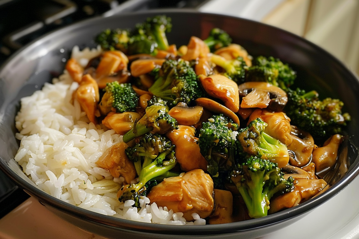 Ultimate Chicken, Broccoli & Mushroom Stir-Fry with Steamed Rice
