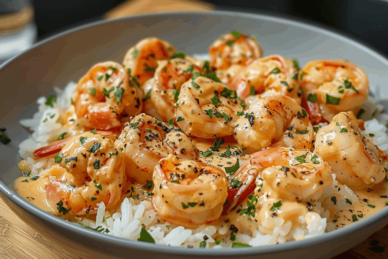 Ultimate Creamy Garlic Butter Shrimp with Steamed Rice