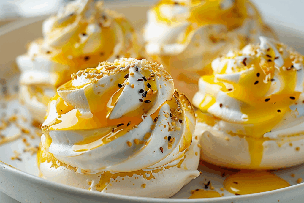 Miso Mango Meringue Clouds
