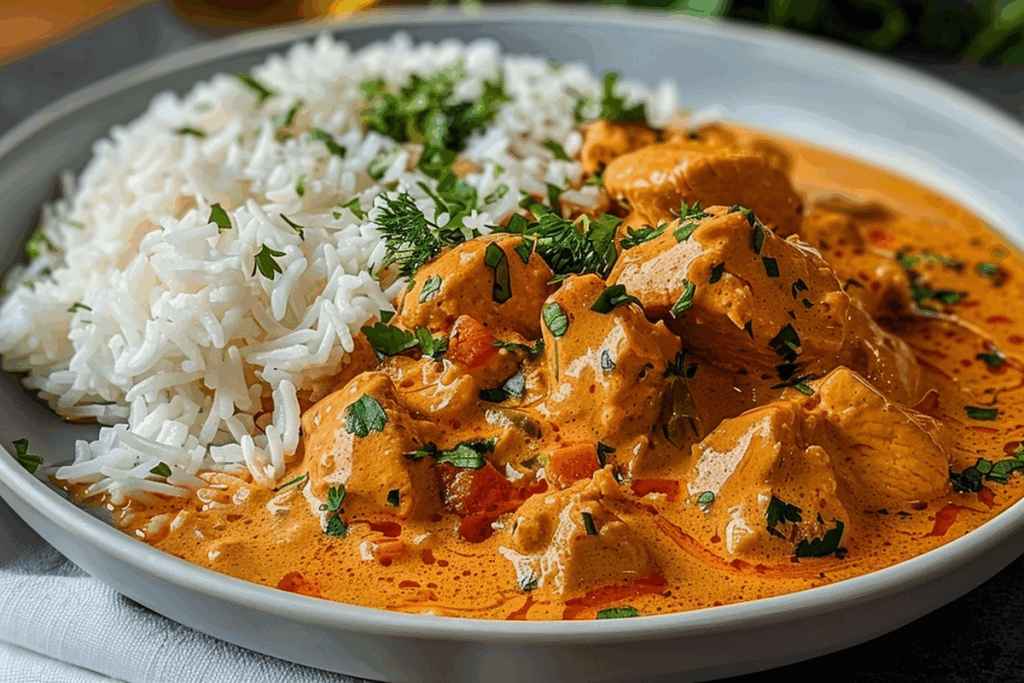 Rich Coconut Butter Chicken with Soft Jasmine Rice