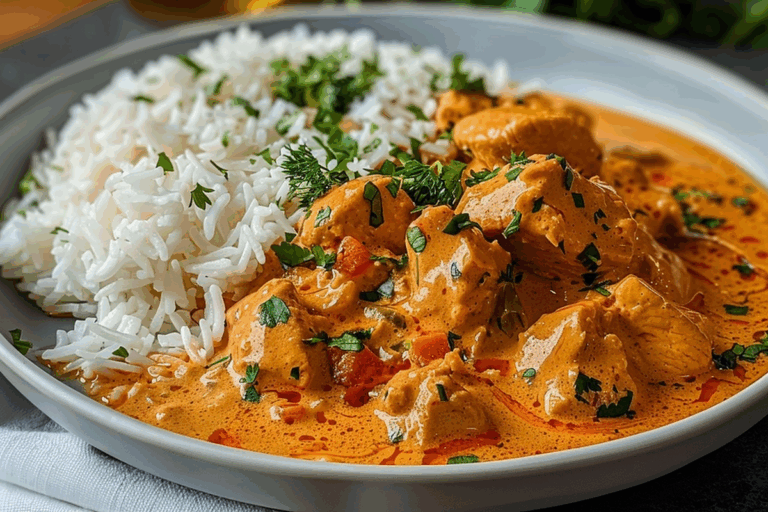Rich Coconut Butter Chicken with Soft Jasmine Rice