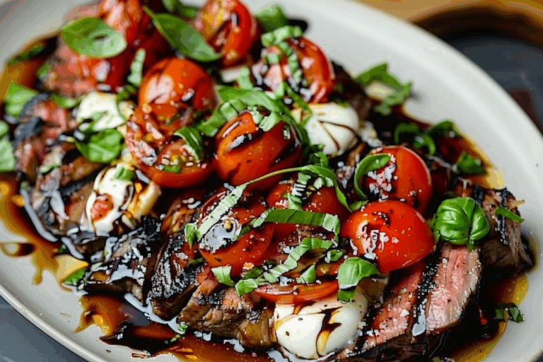 Balsamic Grilled Flank Steak Caprese