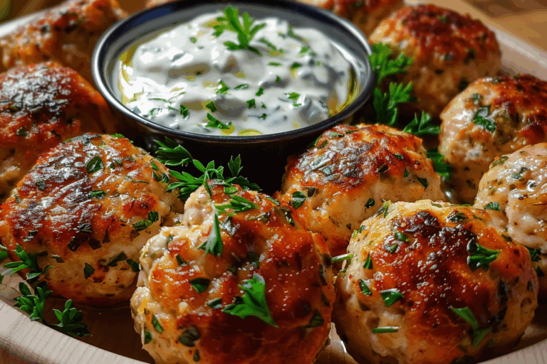 Ricotta & Lemon Turkey Meatballs with Herb Yogurt Dip