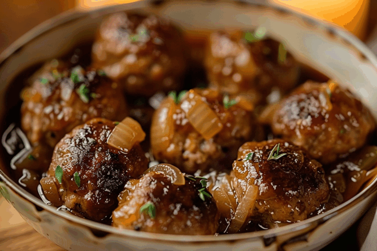 Slow Cooker French Onion Meatballs