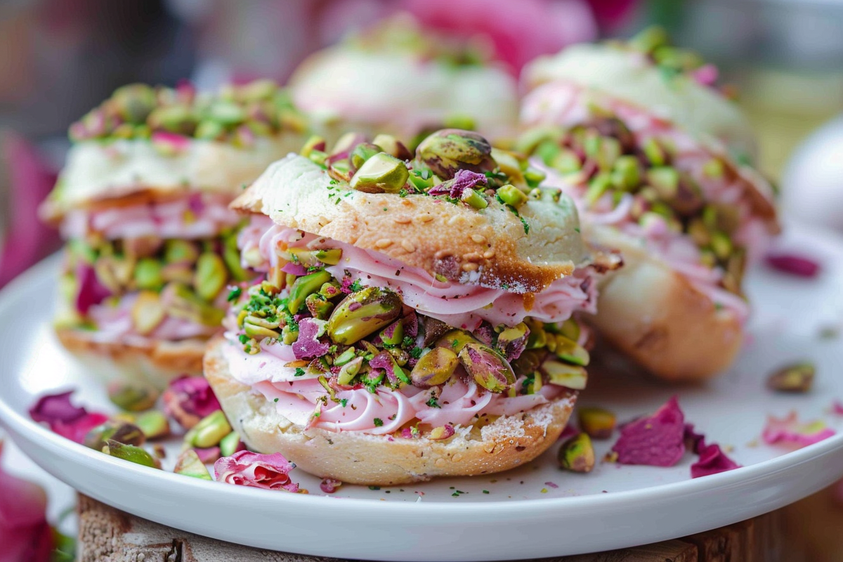 Persian Pistachio Rose Cloud Sandwiches