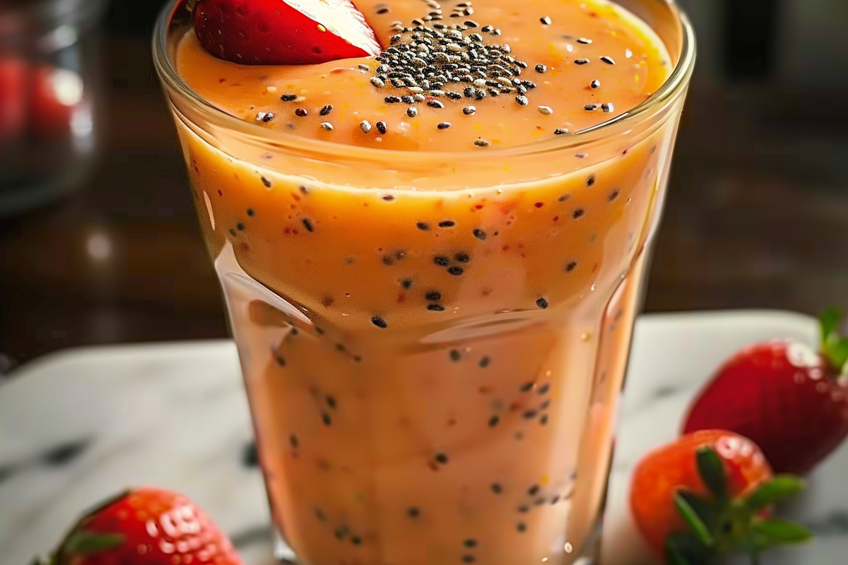 Creamy Strawberry-Mango Chia Seed Smoothie