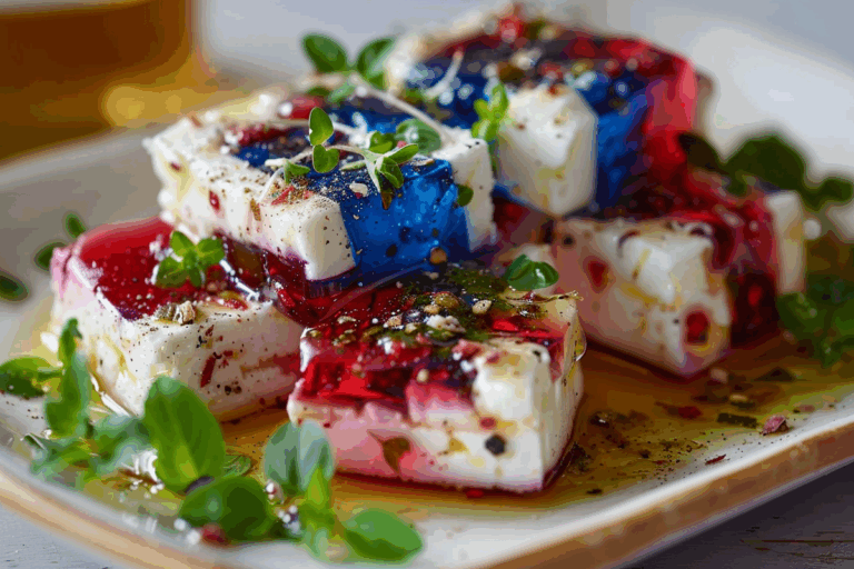 Kool-Aid Marinated Feta Cubes in Electric Olive Oil