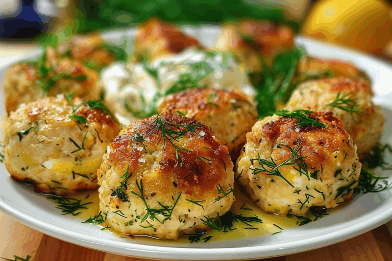 Ricotta-Stuffed Lemon Chicken Meatballs with Dill